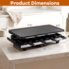 Product dimensions of the 2-in-1 table grill and griddle shown, measuring 19" x 8.5" x 5" for efficient cooking.