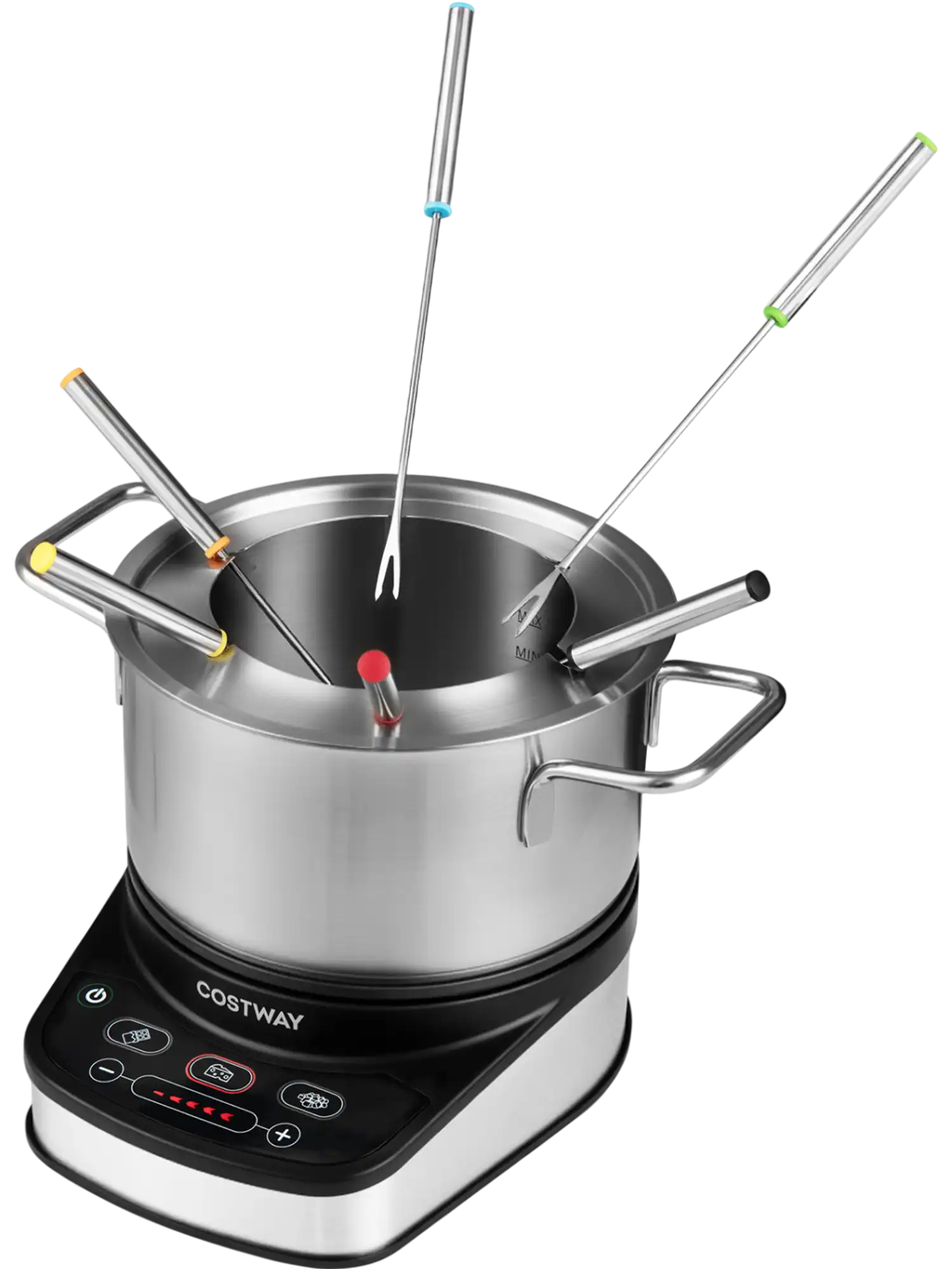 Costway 1200W Electric Fondue Pot Set 3.2 QT Removable Pot 6 Color-Coded Forks 22075770 New