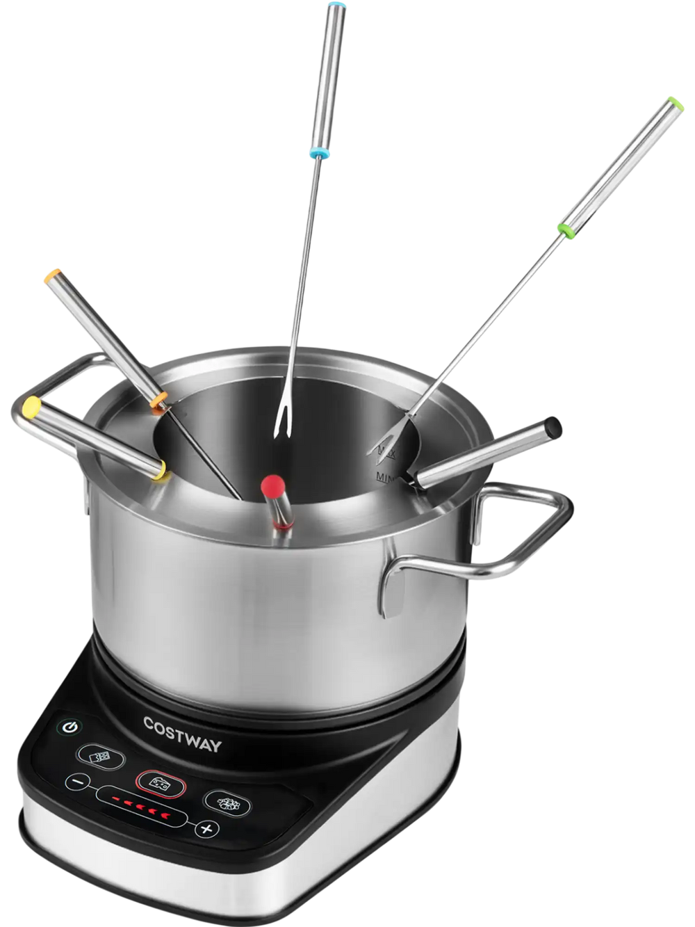 1200W Electric Fondue Pot Set with 3.2 QT Removable Pot 6 Color-Coded Fork
