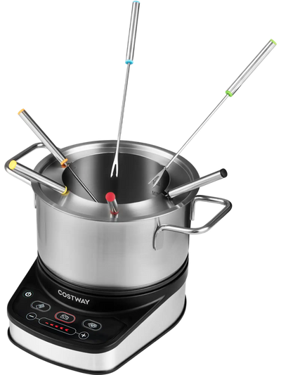 Costway 1200W Electric Fondue Pot Set 3.2 QT Removable Pot 6 Color-Coded Forks 22075770 New