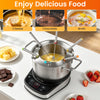 Electric fondue pot set with a 3 L stainless steel pot, 6 color-coded forks, and 1200W for easy melting and heating.