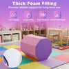 Octagon tumbling mat in pink and purple, featuring high-density foam filling for gymnastics and fitness training.