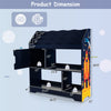 Dimensions of the Space Astronaut theme kids upholstered platform bed with toy storage organizer and safety features.