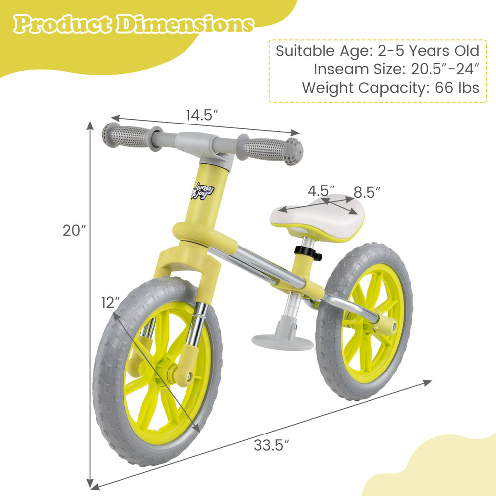 Balance bike from the 2-piece toddler bike set features adjustable seat, EVA foam tires, and glowing wheels for fun rides.