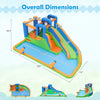 Inflatable water slide park with dual slides, splash pool, and climbing walls for yard parties and family fun.