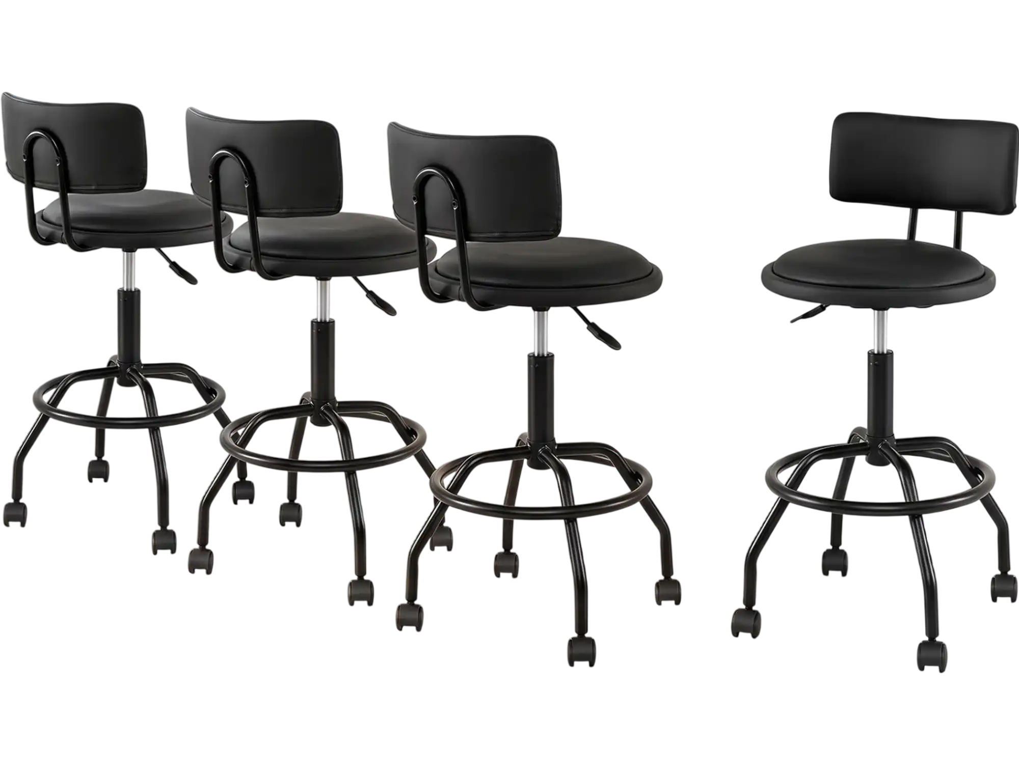 Costway Set of 4 Modern Swivel Height Adjustable Bar Stools with Backrest 66837023 New