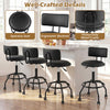 Set of 4 modern swivel bar stools with adjustable height, ergonomic backrest, and heavy-duty metal frame for kitchen islands.
