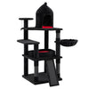 Gothic multi-level cat tree features a cozy house, large coffin bed, and sisal scratching ramp for indoor cats.