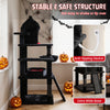 Gothic multi-level cat tree features a stable structure, large coffin bed, and sisal scratching ramp for indoor cats.