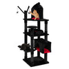 Multi-level 70-inch Gothic cat tree features a cozy coffin bed, scratching posts, and playful bat and spider designs.