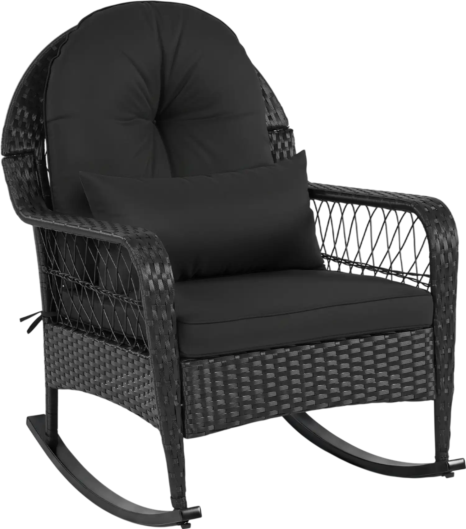 Costway Outdoor Wicker Rocking Chair w/ Thick Cushions Anti-Tip Stoppers 35912788 New