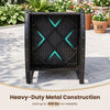 Outdoor wicker rocking chair with heavy-duty metal construction and thick cushions, designed for porch and patio use.