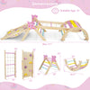 Toddler indoor play gym featuring a climbing frame, foam blocks, and multiple activities for imaginative play and coordination.