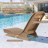Brown fade-resistant outdoor lounger with contoured shape, made from waterproof HDPE for poolside relaxation and stability.