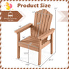 Detailed size chart of the brown Outdoor Adirondack Chair showcasing its high backrest and wide armrests for comfortable seating.