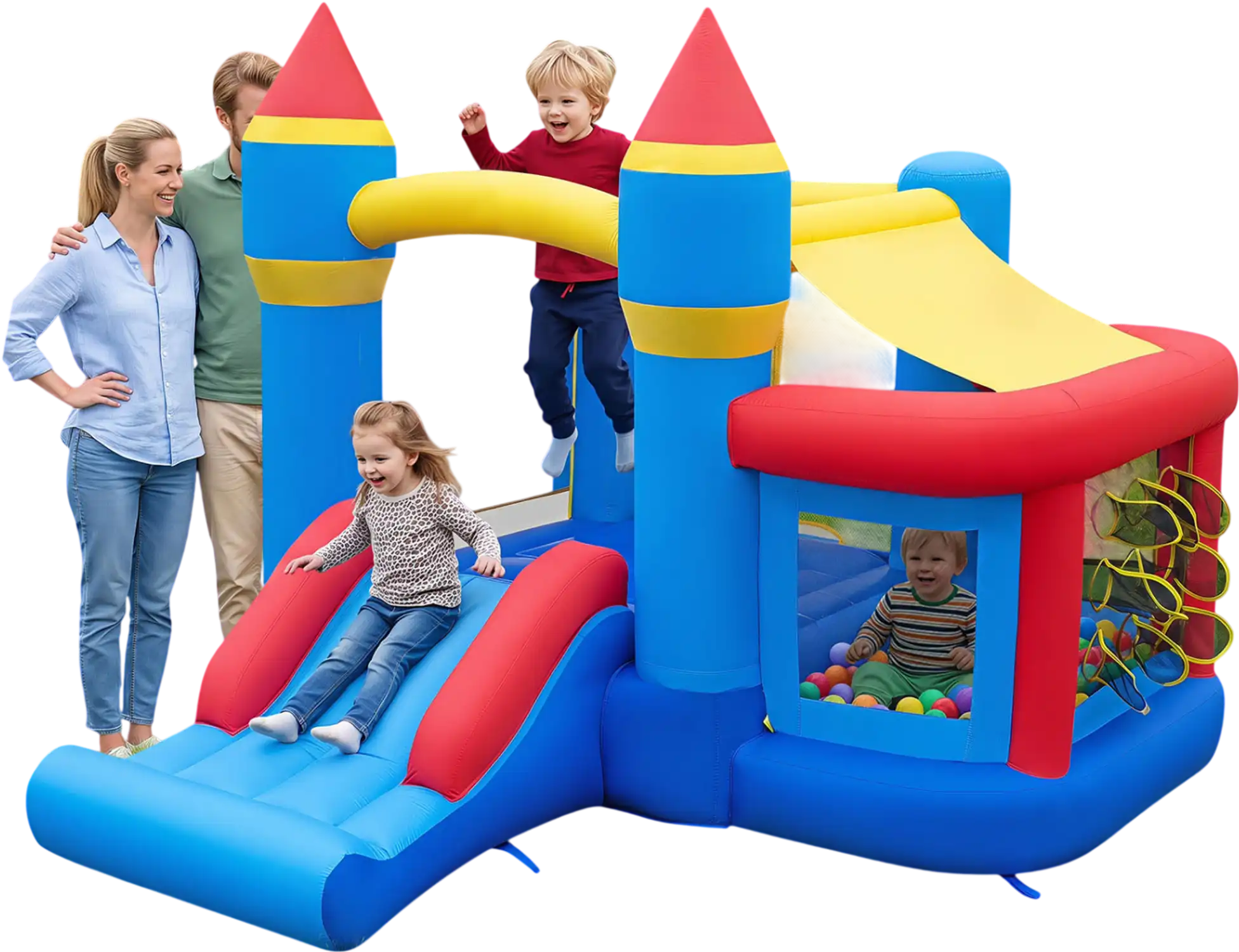 Costway Inflatable Bounce House Kids Slide Ball Pit Basketball Football 22956118 New