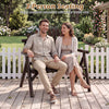2-person log wood patio bench with slatted backrest, perfect for comfortable outdoor seating on your deck or backyard.