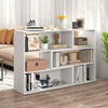 Concave and convex white bookshelf featuring three open shelves, ideal for living room storage and display.