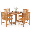 5-piece outdoor square patio dining set with acacia wood table and armchairs, perfect for backyard gatherings.