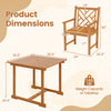 5-piece square patio dining set featuring an acacia wood table and ergonomic armchairs for outdoor gatherings.