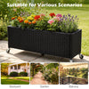 Raised garden bed planter box made of PE rattan with wheels, ideal for cultivating flowers and vegetables in outdoor spaces.