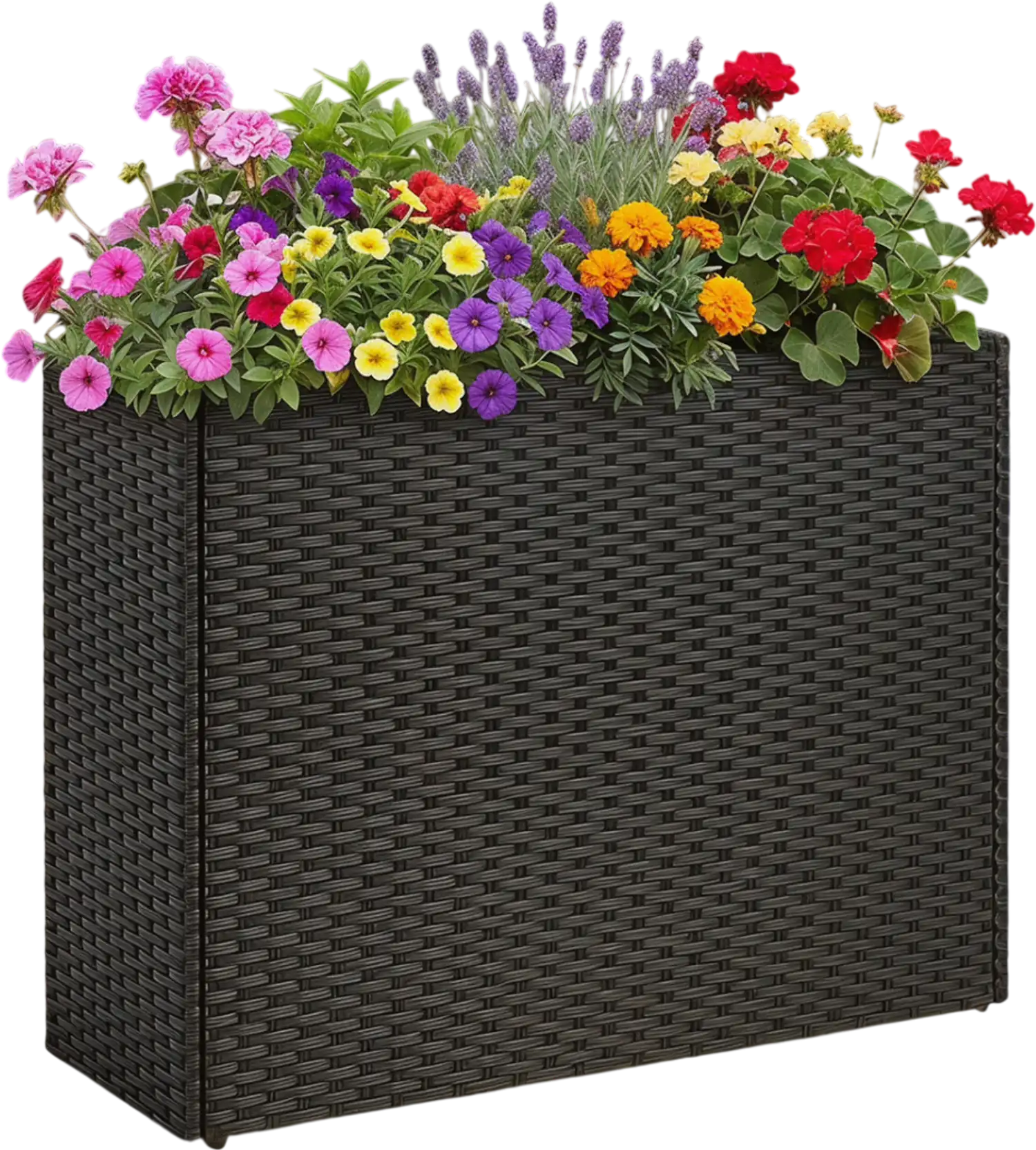 Costway Raised Garden Bed PE Rattan Wicker Flowerpot w/ Liner 32199735 New
