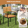 Solid acacia wood armchair with ergonomic design and protective oil finish, perfect for outdoor dining and comfort.