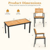7-piece outdoor dining set featuring a spacious 58” acacia wood table and ergonomic armchairs, ideal for patios and gardens.