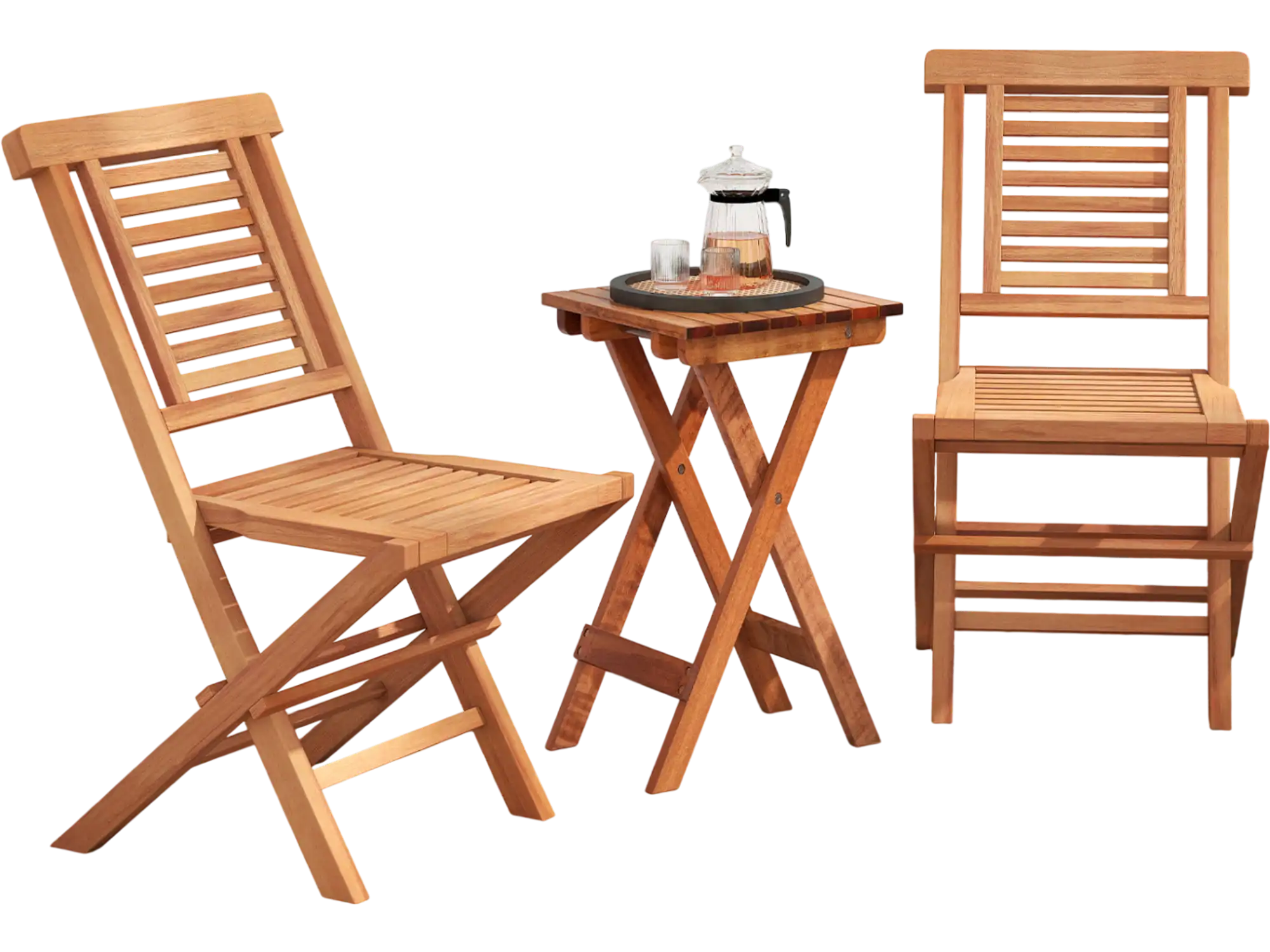 Costway Teak Wood Folding Patio Dining Chairs Set of 2 High Backrest 66506211 New