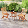 Teak wood folding patio chairs set of 2 with high backrest and X-support, perfect for backyard relaxation.