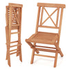 Teak wood folding patio chair with sturdy frame and ergonomic design, ideal for garden or outdoor dining.