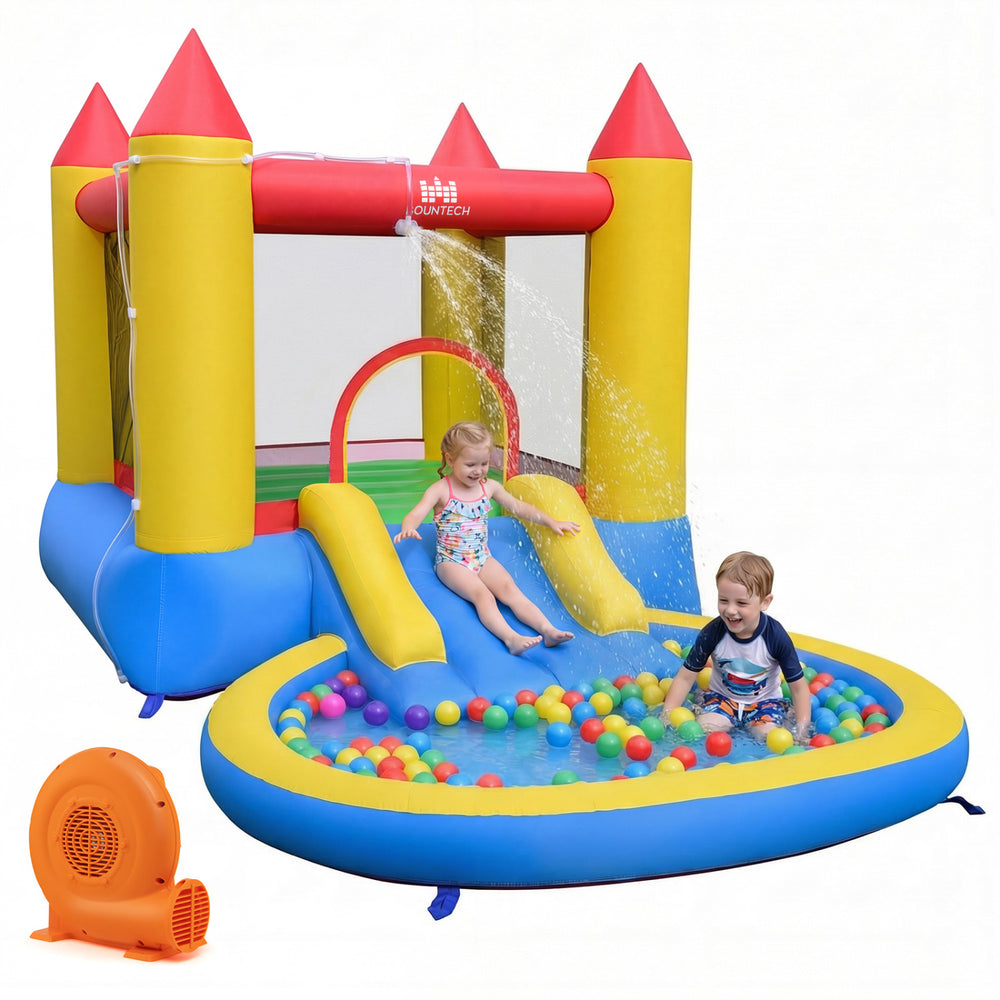 Kids Water Park Wet Dry with splash pool, water slide, and colorful balls for fun outdoor play and sensory exploration.