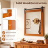 Rectangle farmhouse wall mirror with a pine wood frame and metal bracket, ideal for bathroom or hallway decor.
