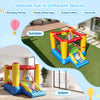 Inflatable bounce house with basketball rim and slide, made of durable 420D oxford cloth, perfect for indoor and outdoor fun.