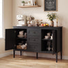 47" Vintage Buffet Cabinet with 3 Drawers 2 Cabinets and Adjustable Shelves for Dining Room-Black - Gallery View 1 of 11