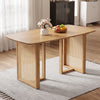 Boho rectangular dining table made of solid rubber wood with woven resin wicker details, seats 4 for everyday meals.