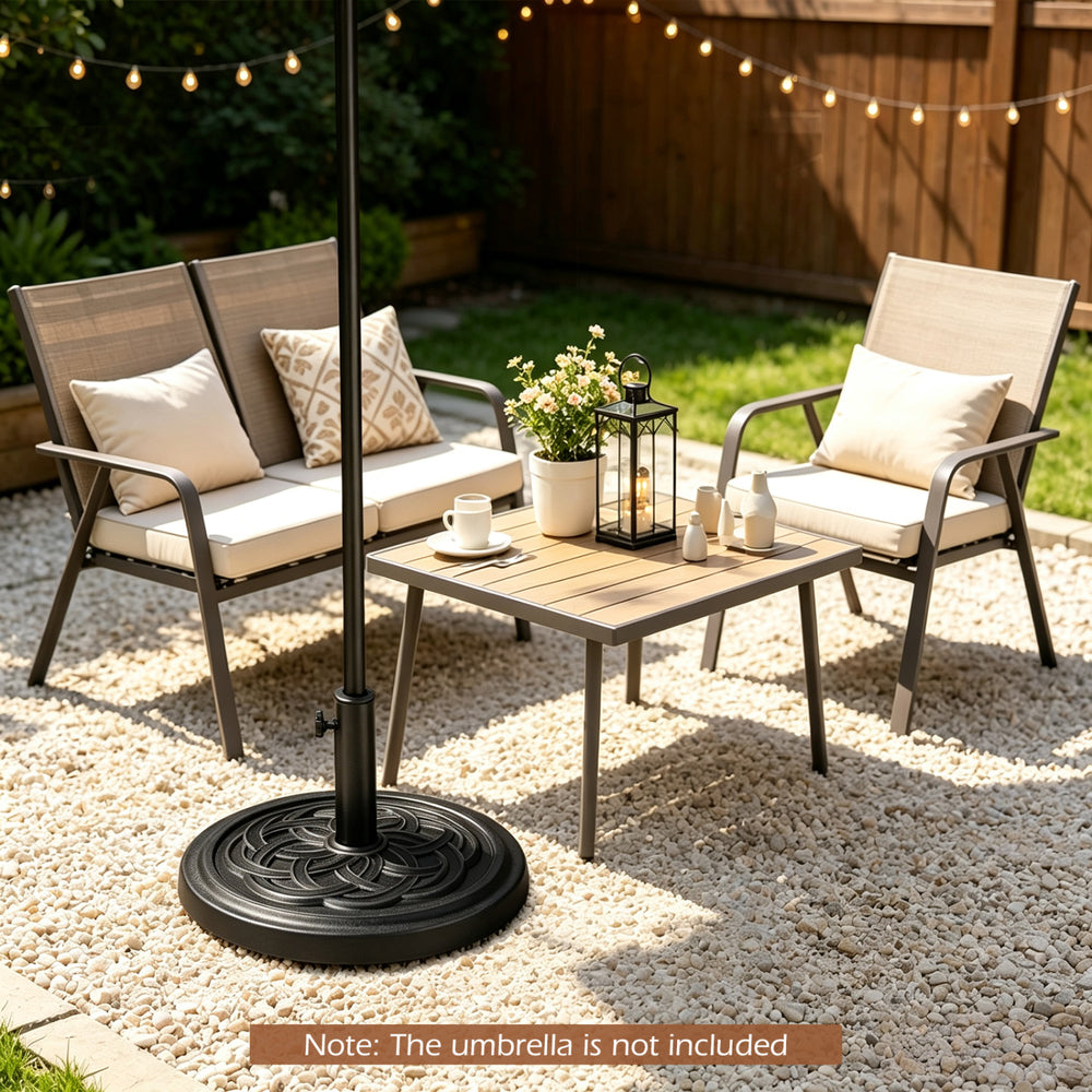 24 lbs Weighted Round Umbrella Base with Adjustable Knob and 2 Adapters Fit 1.5" 1.9" Poles-Black - Gallery View 1 of 10