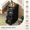 Four-drawer black bathroom cabinet set offers ample storage space with adjustable shelves for versatile organization.