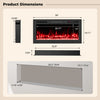 Dimensions of the 60" smart WiFi electric fireplace from the Complete Holiday Living Room Decor Set for modern installation.