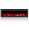 60" smart WiFi electric fireplace with customizable flame colors and adjustable heat for a cozy holiday living room.