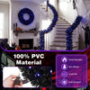 24-inch Halloween wreath and 9-foot garland set with 389 branch tips and purple LED lights for festive decoration.