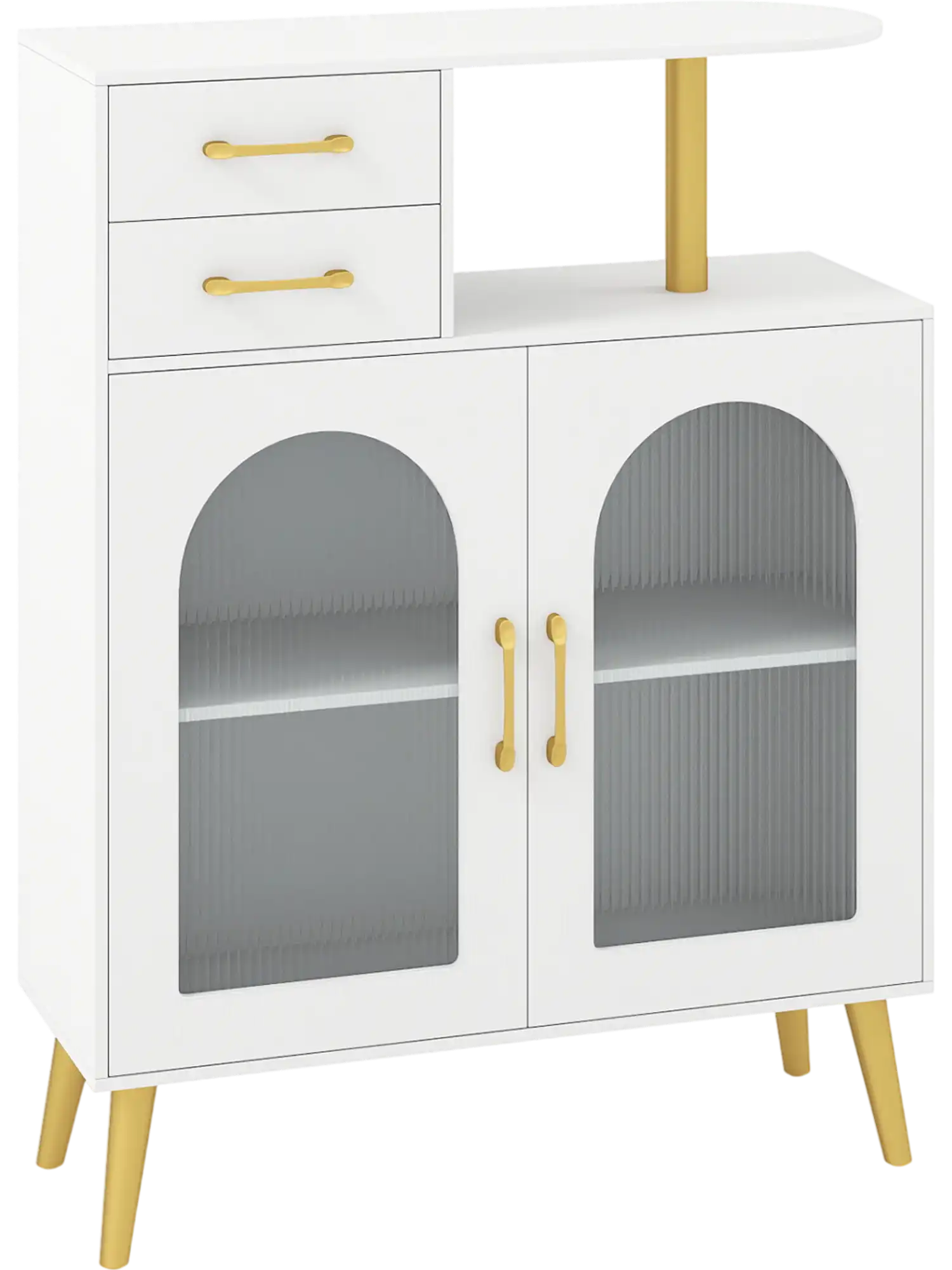 Costway Modern Buffet Sideboard Cabinet with Translucent Doors Open Shelf 42230525 New