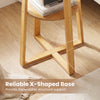 X-shaped base end table set with lower shelf, made of bamboo, ideal for magazines and coffee cups in any living space.