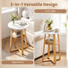 Versatile 2-tier end table with X-shaped base, white top, and natural wood legs, ideal for magazines or coffee cups.