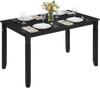48" rectangular kitchen table in black with solid rubber wood legs, seating 4 people comfortably for dining.