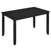 Black 48" rectangular kitchen table with solid rubber wood legs, offering space for 4 people and elegant engraved detailing.