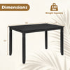 48" rectangular kitchen table in black with solid rubber wood legs, seating 4 comfortably for dining room use.