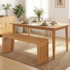Natural bamboo bench with slatted design, seating up to 2 people, perfect for dining rooms and entryways.