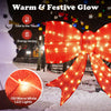 Close-up of the 37-inch lighted Christmas bow decoration showcasing 150 warm white LED lights, ideal for festive displays.