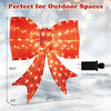 Extra-large 37-inch lighted Christmas bow decoration with 150 warm white LED lights, perfect for outdoor holiday displays.